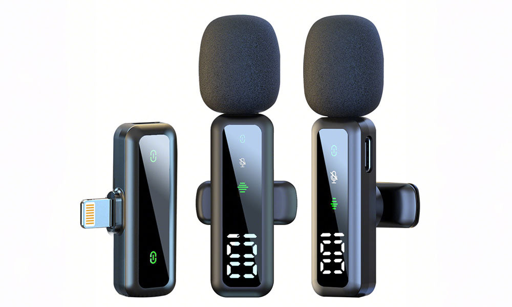 Wireless Clip-On Lavalier 2-Pack with Digital Display Compatible with Lightning Devices