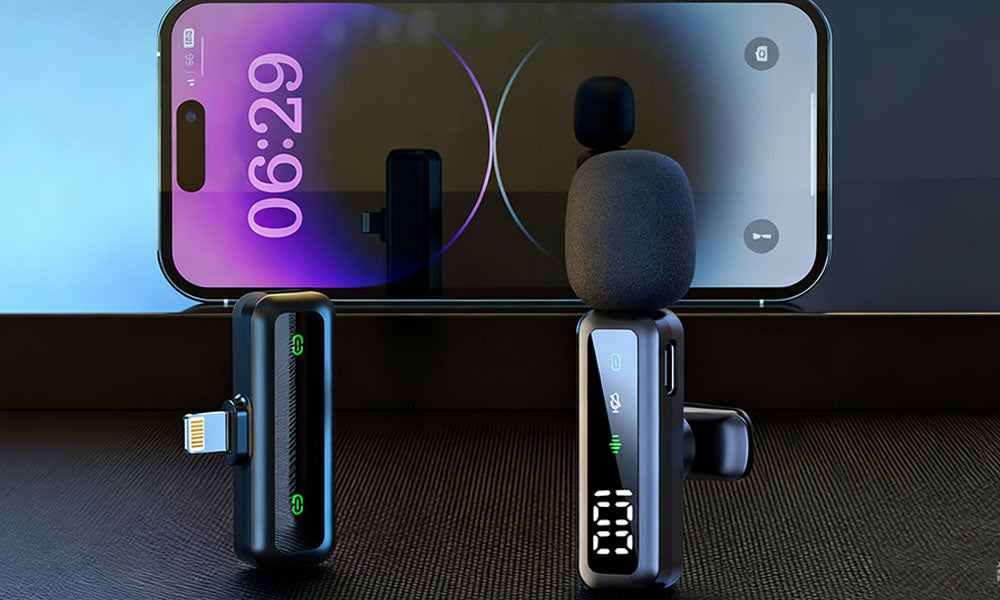 Wireless Clip-On Lavalier 2-Pack with Digital Display Compatible with Lightning Devices