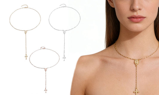 3PCS Cross Madonna Necklace Set for Women