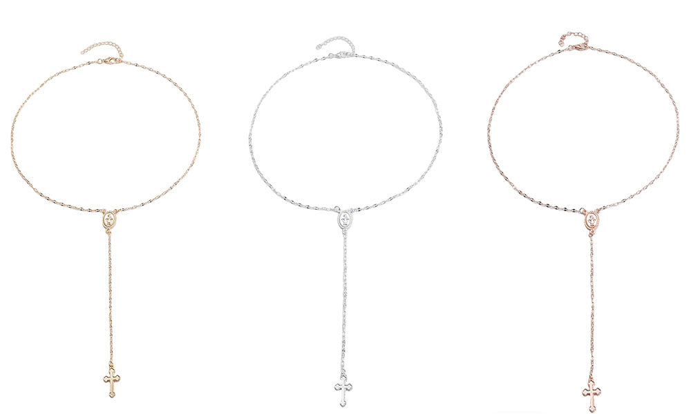 3PCS Cross Madonna Necklace Set for Women