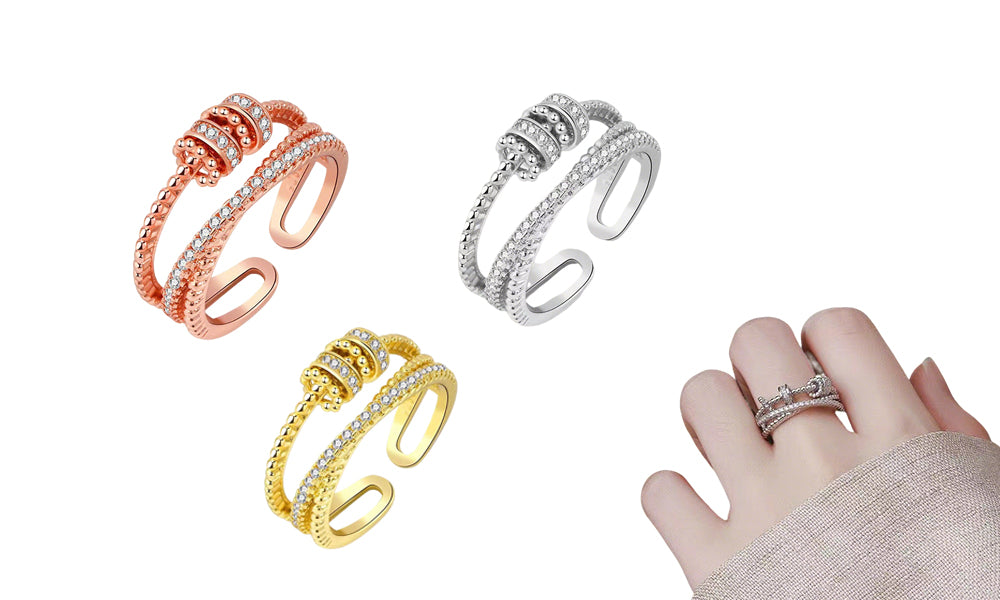 3PCS Fidget Bead Spinner Ring Adjustable Anti-Anxiety Jewelry