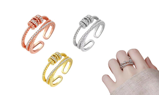 3PCS Fidget Bead Spinner Ring Adjustable Anti-Anxiety Jewelry