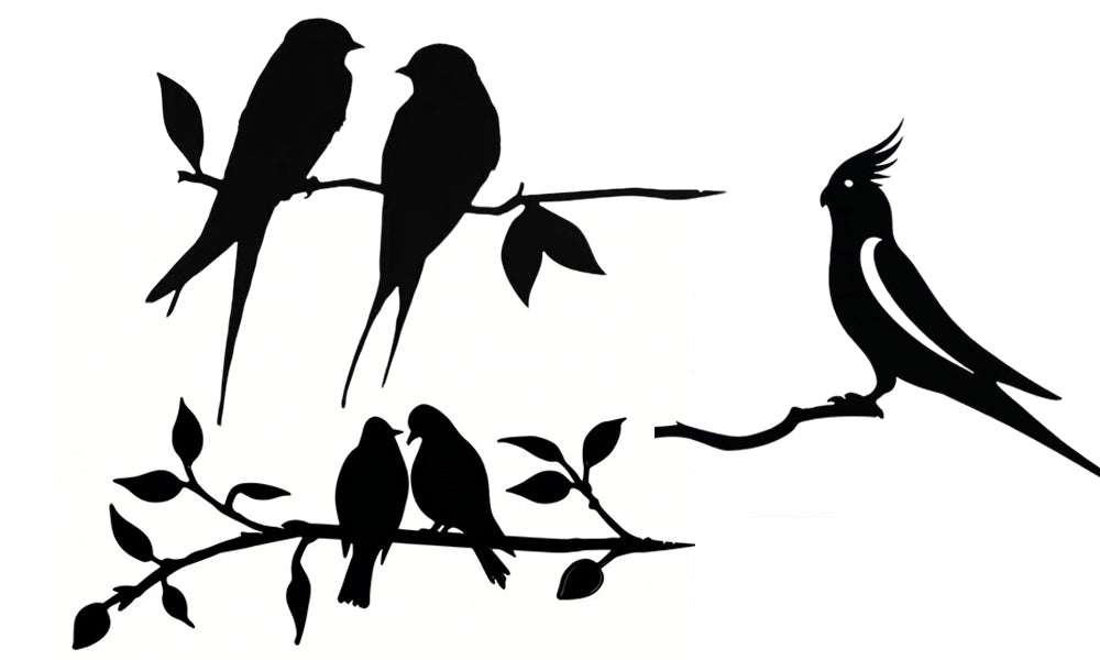 2PCS Garden Metal Bird Silhouette Ornament for Outdoor Garden