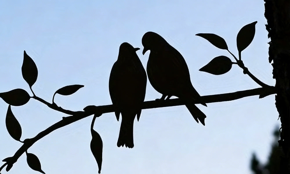 2PCS Garden Metal Bird Silhouette Ornament for Outdoor Garden