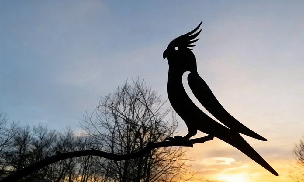 2PCS Garden Metal Bird Silhouette Ornament for Outdoor Garden