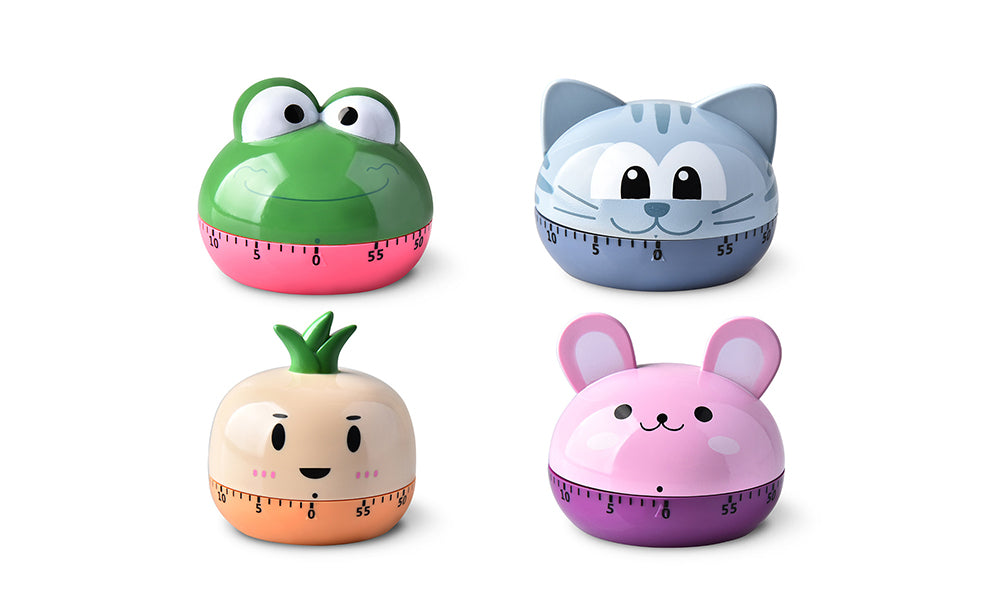 2Pcs Animal Mechanical Timer for Kitchen & Study 60-Min Countdown Clock