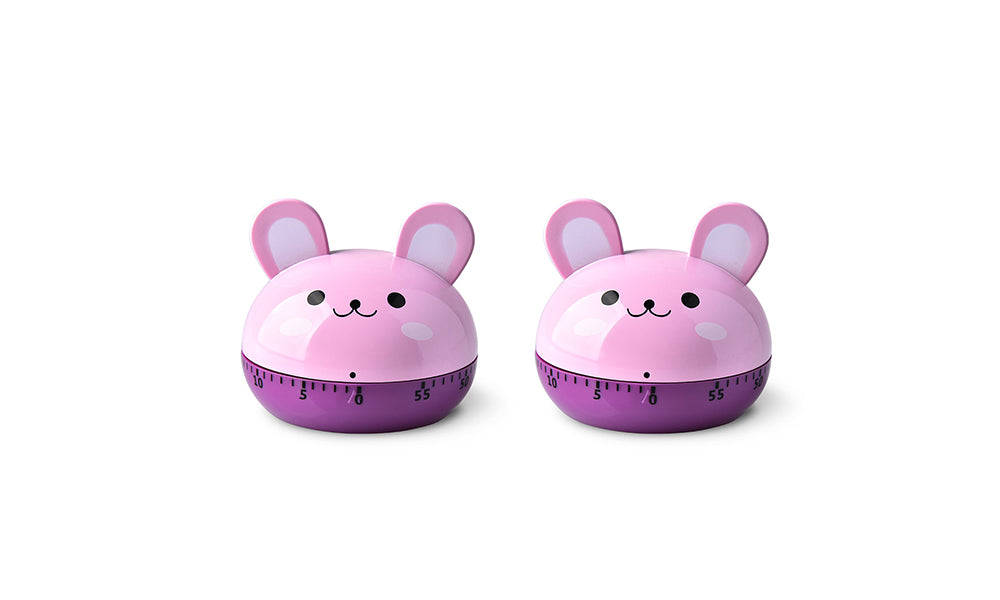2Pcs Animal Mechanical Timer for Kitchen & Study 60-Min Countdown Clock
