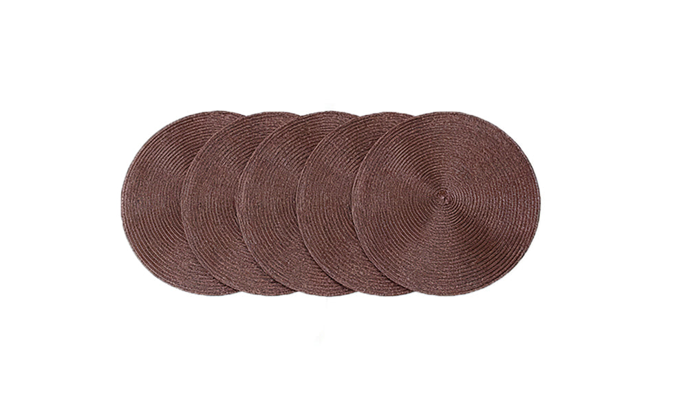 5Pcs Round Woven Placemats Large Washable Table Mats for Dining Table