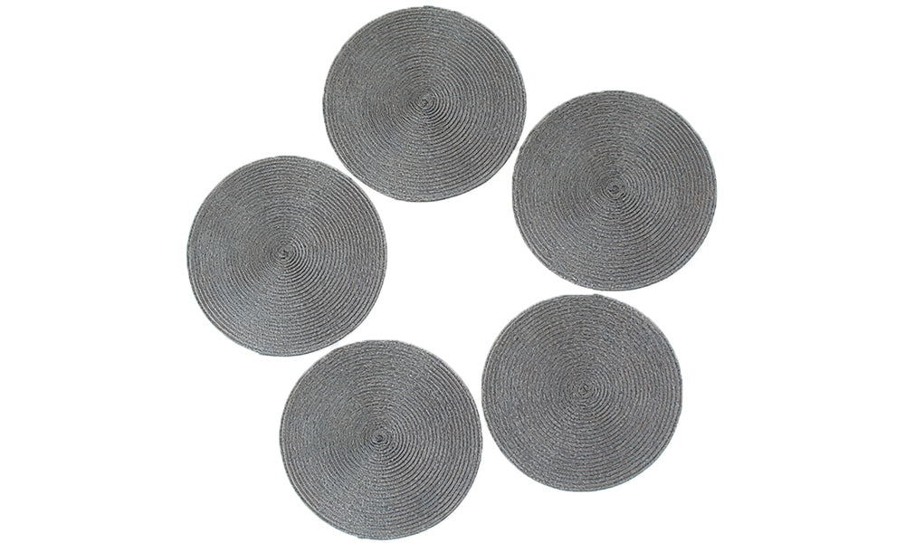 5Pcs Round Woven Placemats Large Washable Table Mats for Dining Table