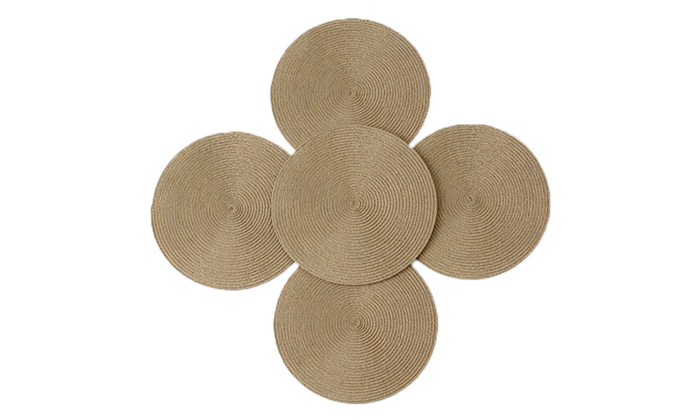 5Pcs Round Woven Placemats Large Washable Table Mats for Dining Table