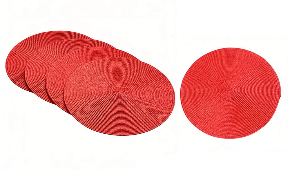 5Pcs Round Woven Placemats Large Washable Table Mats for Dining Table