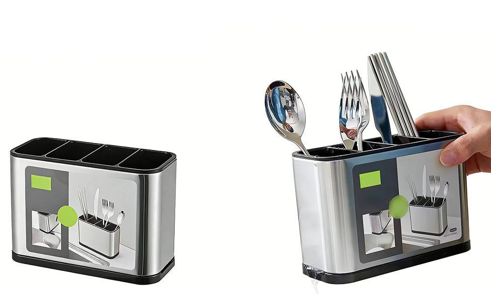 Kitchen Cutlery Holder Stainless Steel Utensil Organizer For Kitchen Counter