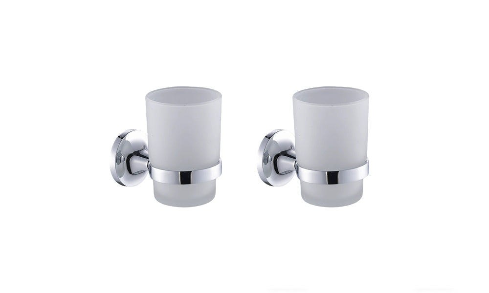 2 Pcs Wall Mounted Toothbrush Holder Cups Bathroom Storage Organizer
