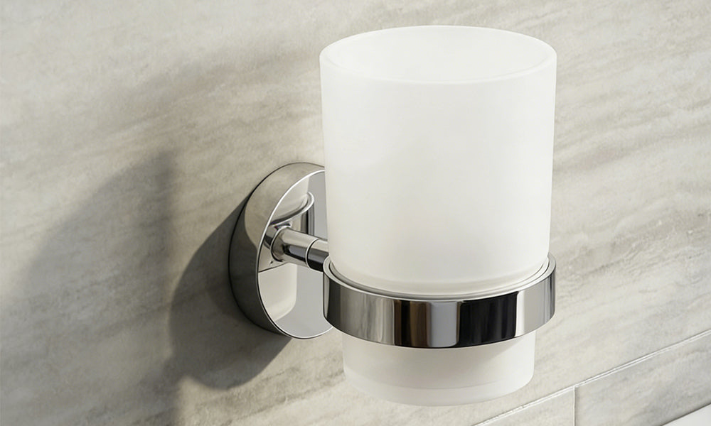 2 Pcs Wall Mounted Toothbrush Holder Cups Bathroom Storage Organizer
