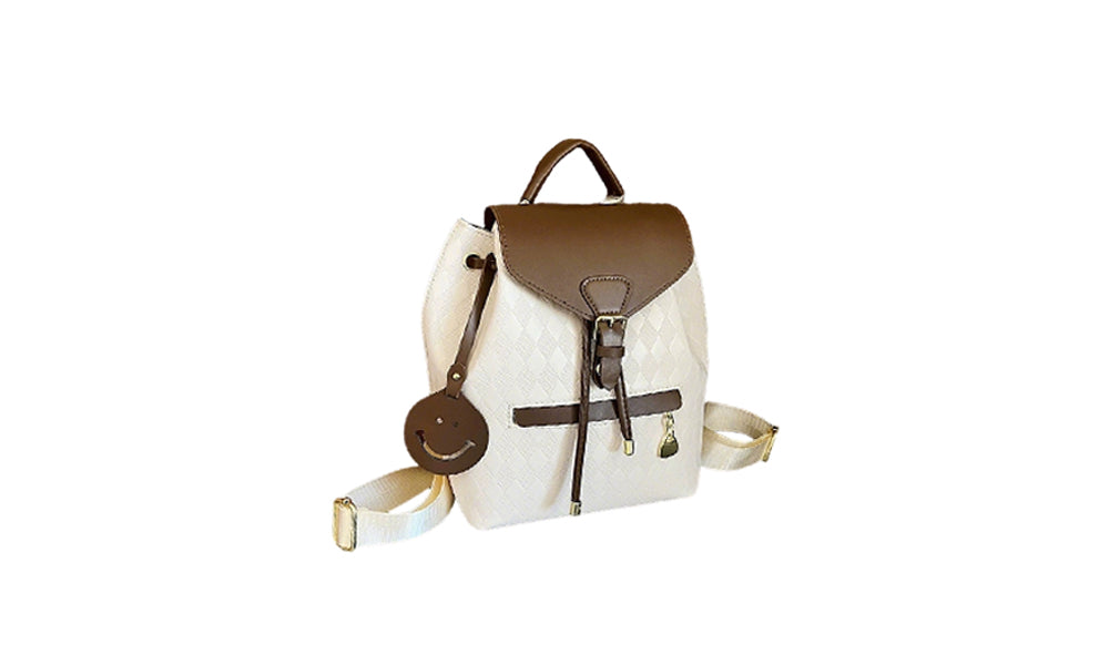 PU Leather Plaid Backpack for Women Casual Travel Daypack
