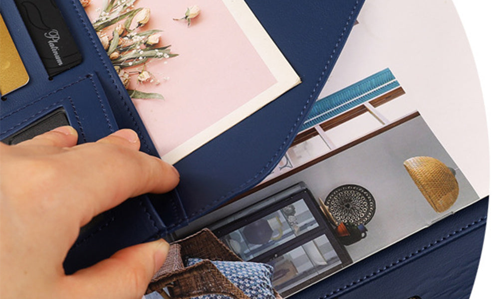 PU Leather A4 Portfolio Folder with Notepad Card Slots for Office Meeting