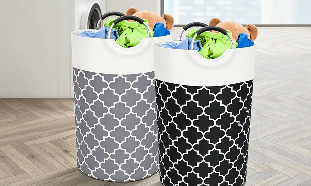 2 Pcs Collapsible Fabric Laundry Basket Large Clothes Hamper for Home