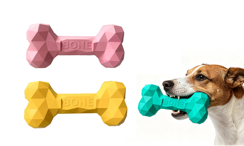 2 Pcs Dog Chew Toys Bone Shape Treat Dispensing Rubber Interactive Toy