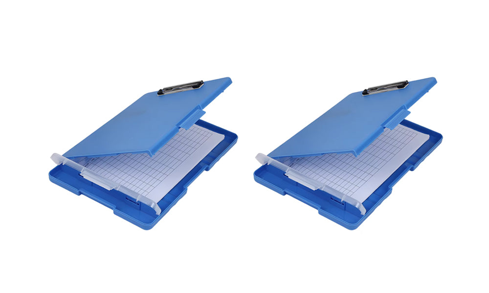 2Pcs Clipboard with Storage Case Plastic A4 with Pen Holder for School Office