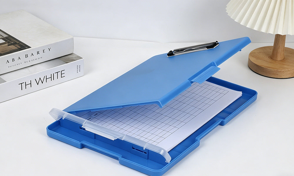 2Pcs Clipboard with Storage Case Plastic A4 with Pen Holder for School Office