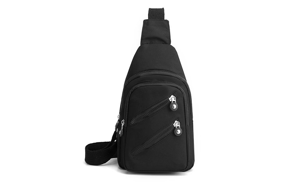 Women Nylon Chest Bag Lightweight Multi Pocket Crossbody Sling for Travel