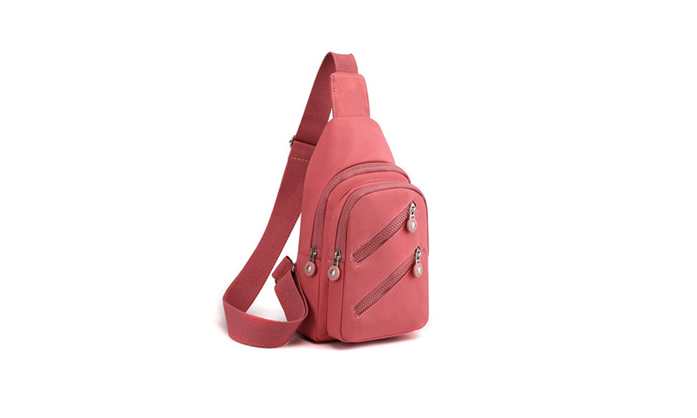 Women Nylon Chest Bag Lightweight Multi Pocket Crossbody Sling for Travel