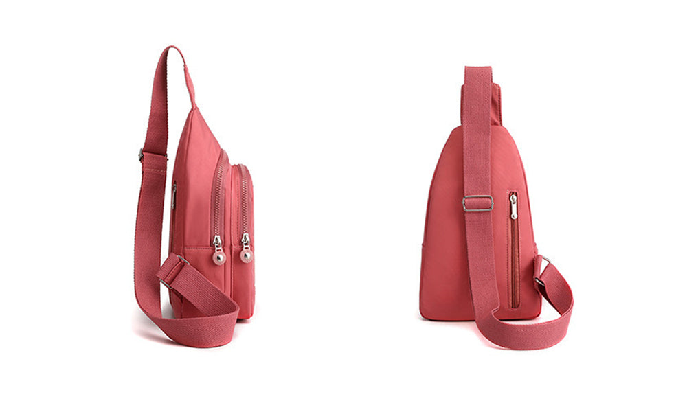 Women Nylon Chest Bag Lightweight Multi Pocket Crossbody Sling for Travel