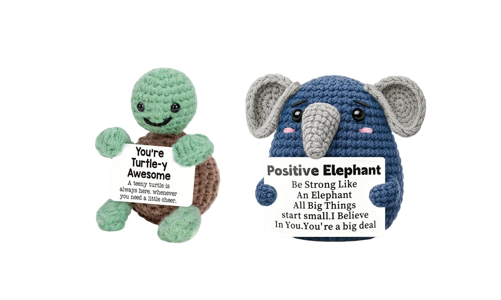 2 Pcs Crochet Animal Dolls Handmade Knitted Plush Toy Gift