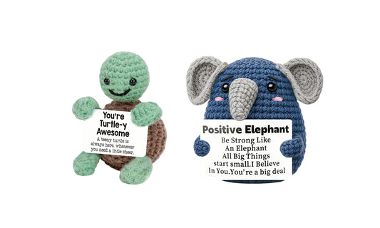 2 Pcs Crochet Animal Dolls Handmade Knitted Plush Toy Gift