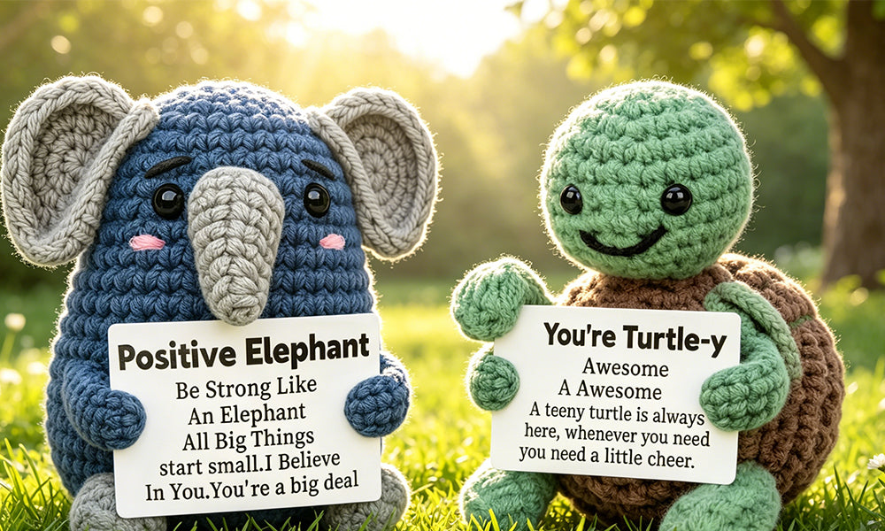 2 Pcs Crochet Animal Dolls Handmade Knitted Plush Toy Gift