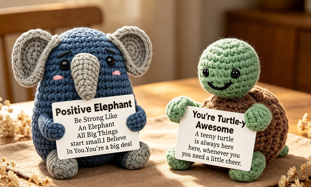 2 Pcs Crochet Animal Dolls Handmade Knitted Plush Toy Gift