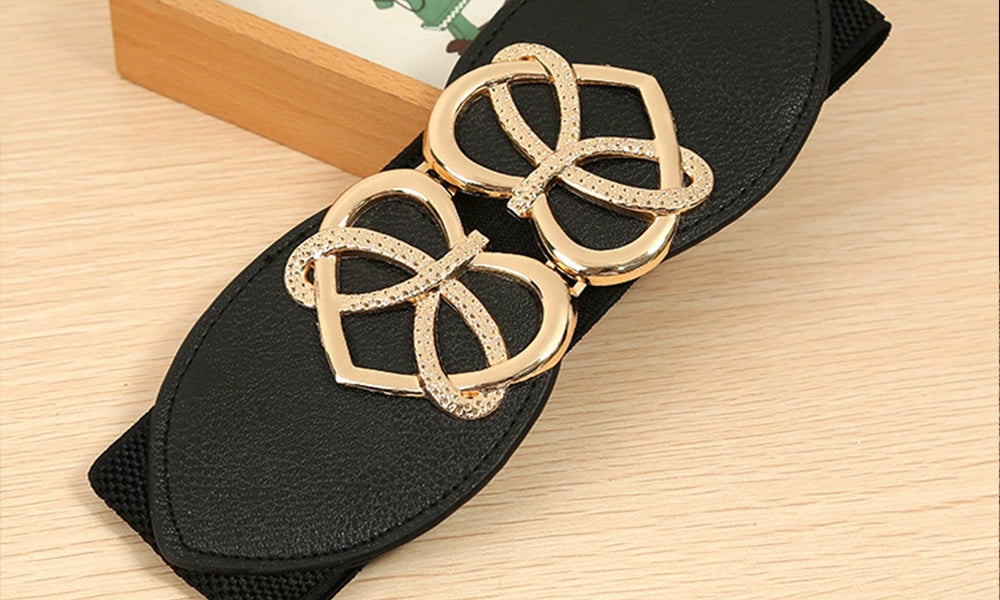 3 Pcs Elastic Waist Belt for Women Wide Dress Belt with Heart Buckle