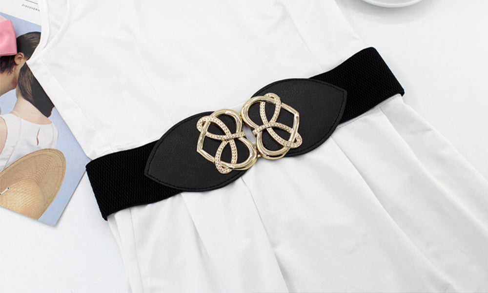 3 Pcs Elastic Waist Belt for Women Wide Dress Belt with Heart Buckle