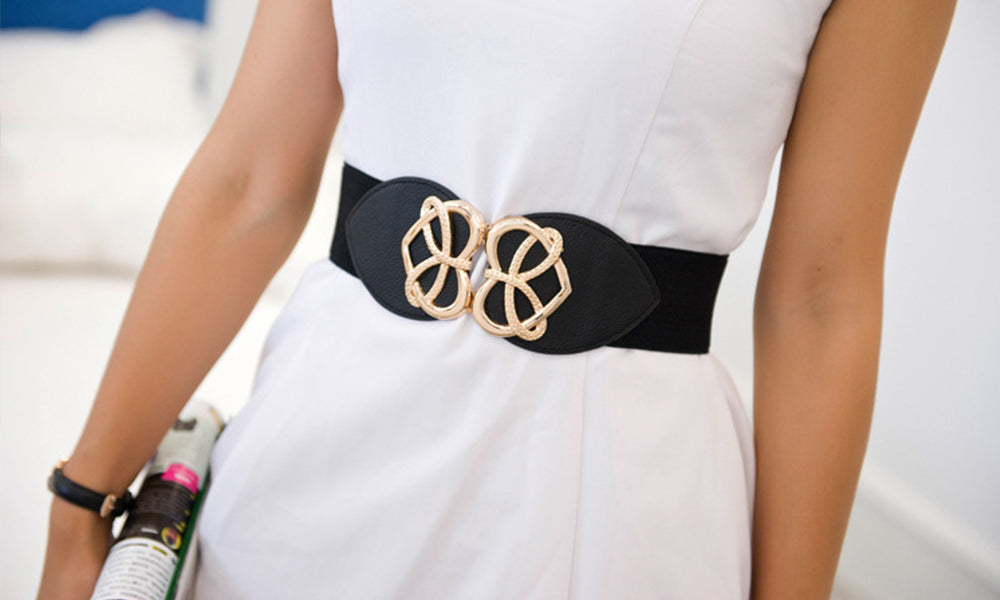 3 Pcs Elastic Waist Belt for Women Wide Dress Belt with Heart Buckle