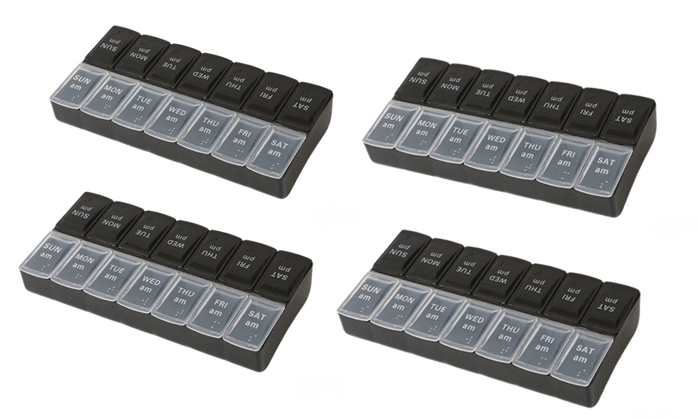 4 Pcs Weekly Pill Organizer 7 Day Medicine Storage Box
