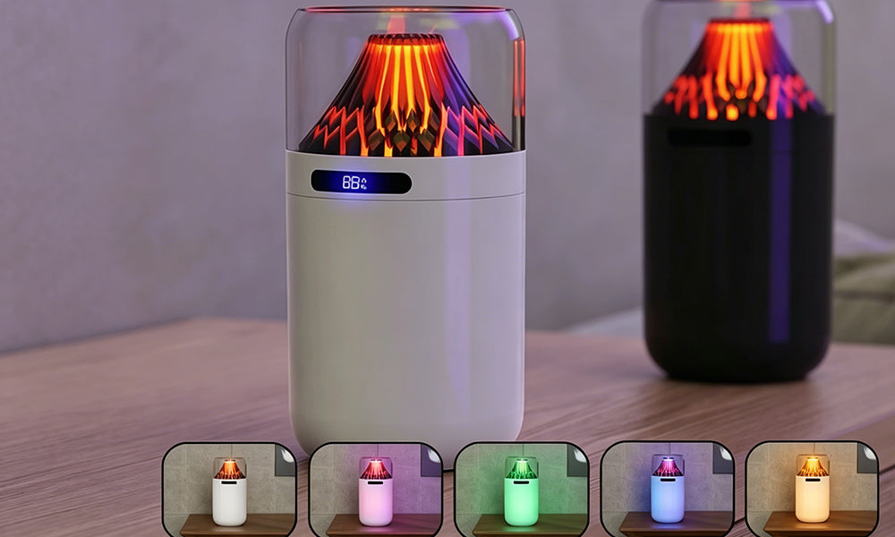 Volcano Humidifier Rechargeable Aroma Diffuser LED Night Light for Home Car