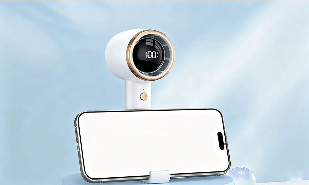 Portable Handheld Mini Fan Rechargeable USB Fan 100 Level Adjustable LED Display Cooling Fan