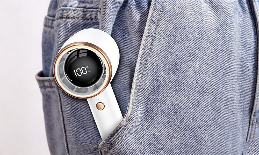 Portable Handheld Mini Fan Rechargeable USB Fan 100 Level Adjustable LED Display Cooling Fan