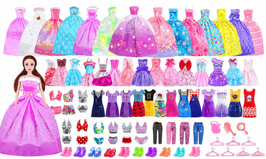 79Pcs 11.5 Inch Doll Clothes Set Fashion Outfits Shoes Bags Accessories