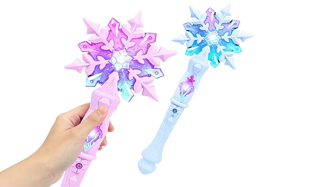 2PCS Princess Light Up Snowflake Wand Flashing Star Wand Toy for Kids