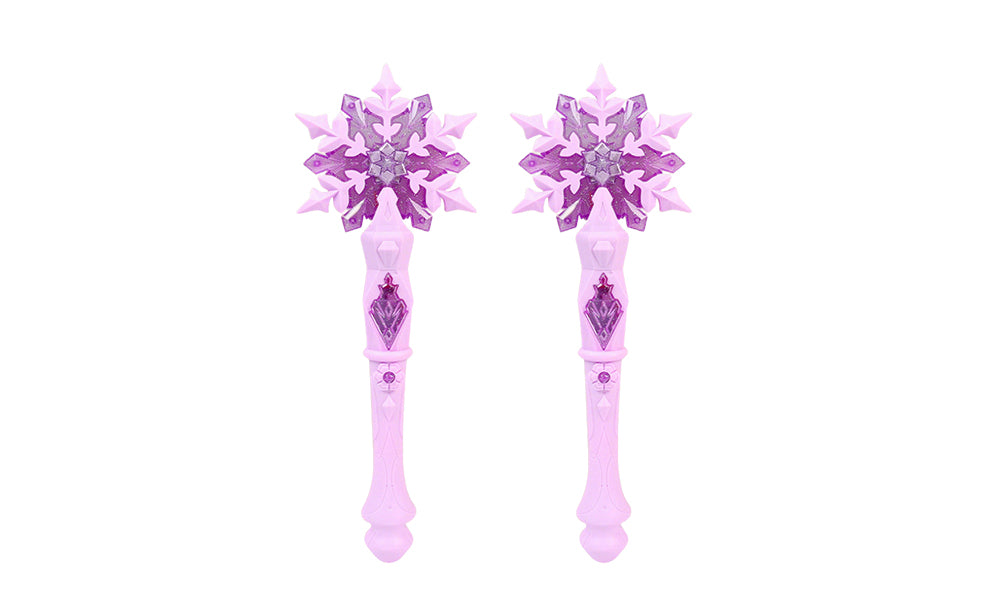 2PCS Princess Light Up Snowflake Wand Flashing Star Wand Toy for Kids