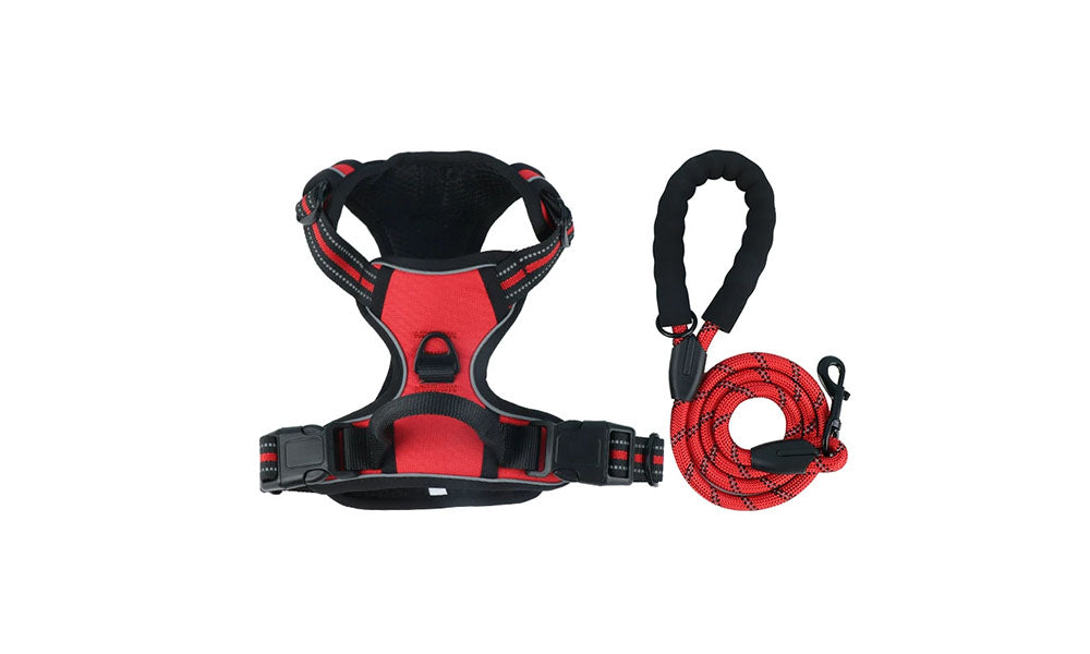 Adjustable Reflective Dog Harness and Leash Set Oxford Cloth Pet Chest Walking Set
