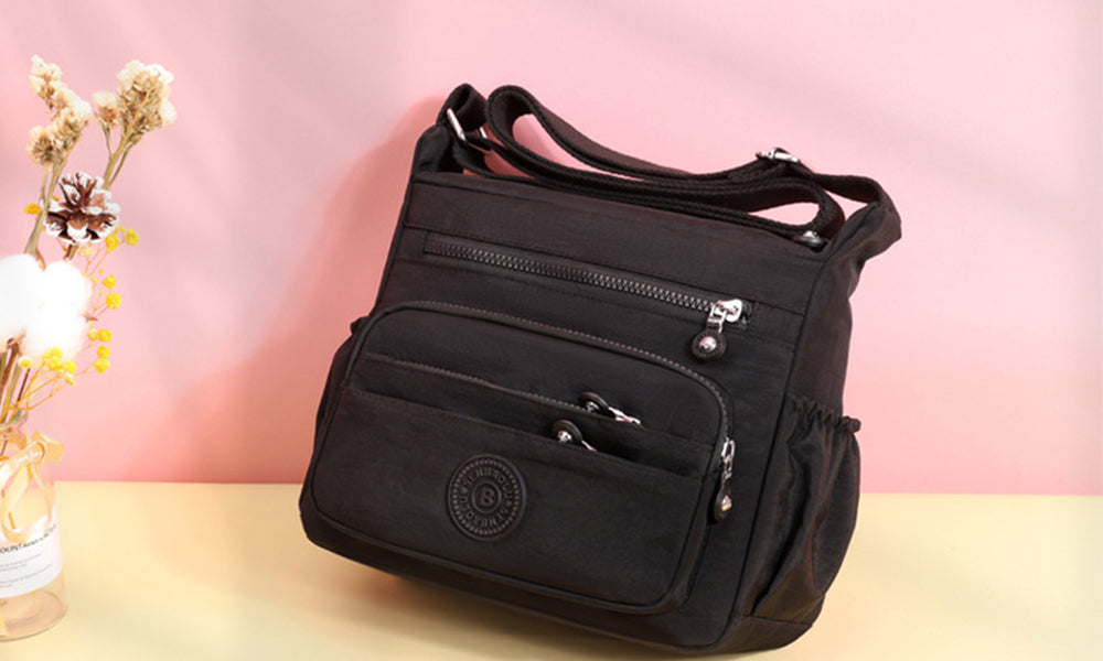 Women Crossbody Bag Multi Pocket Nylon Shoulder Bag for Travel Daily Use