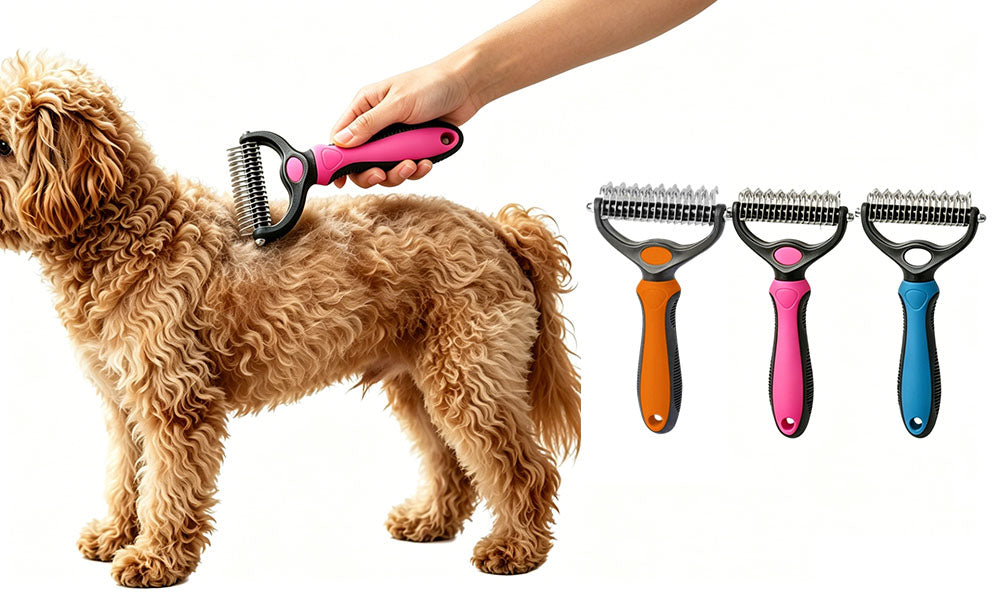 2Pcs Pet Grooming Comb Brush Dematting Undercoat Rake Tool for Dogs