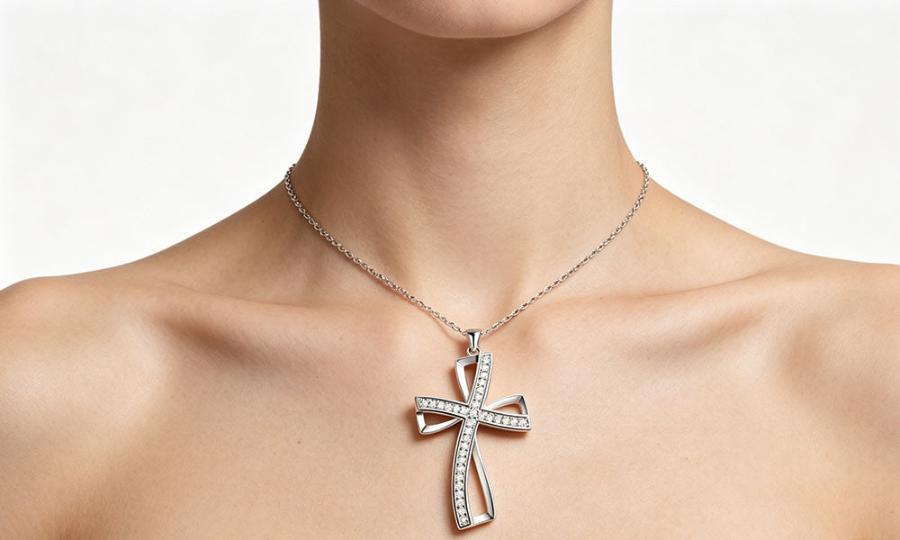 2Pcs Layered Cross Necklace Pendant Chain Set for Men and Women