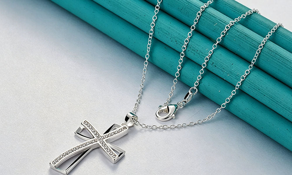 2Pcs Layered Cross Necklace Pendant Chain Set for Men and Women