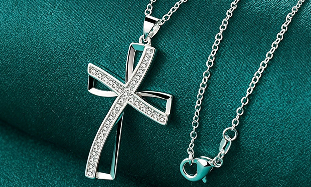 2Pcs Layered Cross Necklace Pendant Chain Set for Men and Women