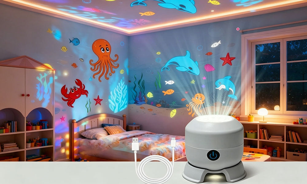 Rechargeable Rotating LED Projection Lamp Dynamic Night Light for Bedroom Party