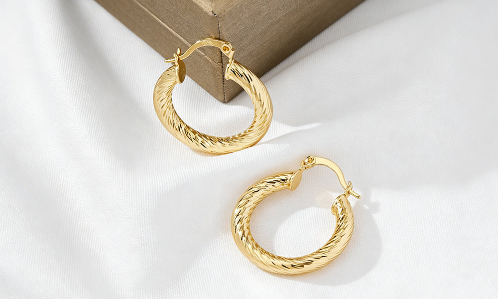 3 Pairs C Shape Hoop Earrings Geometric Textured Earrings for Women Gold Fashion Jewelry