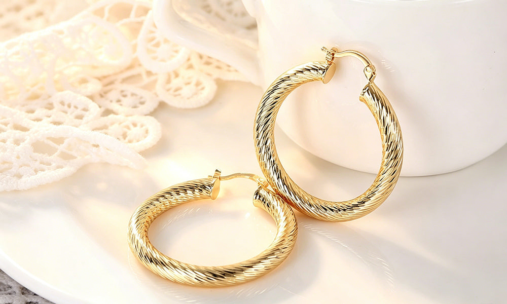 3 Pairs C Shape Hoop Earrings Geometric Textured Earrings for Women Gold Fashion Jewelry